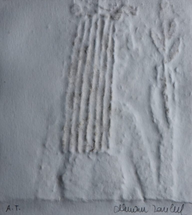 Reliéfní tisk, signatura Olbram Zoubek, označení autorského tisku (A.T.).