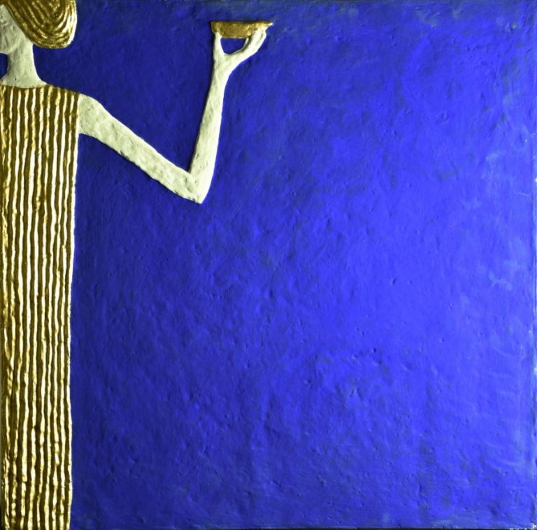 Velký cementový reliéf Žena z Chalkidy v rozměru 62,5 x 63 cm vznikl v květnu roku 1985 v rámci cyklu Ifigenie (hlavní postavy), kam patří i velký cementový reliéf Achilles, které spolu tvoří působivou dvojici.