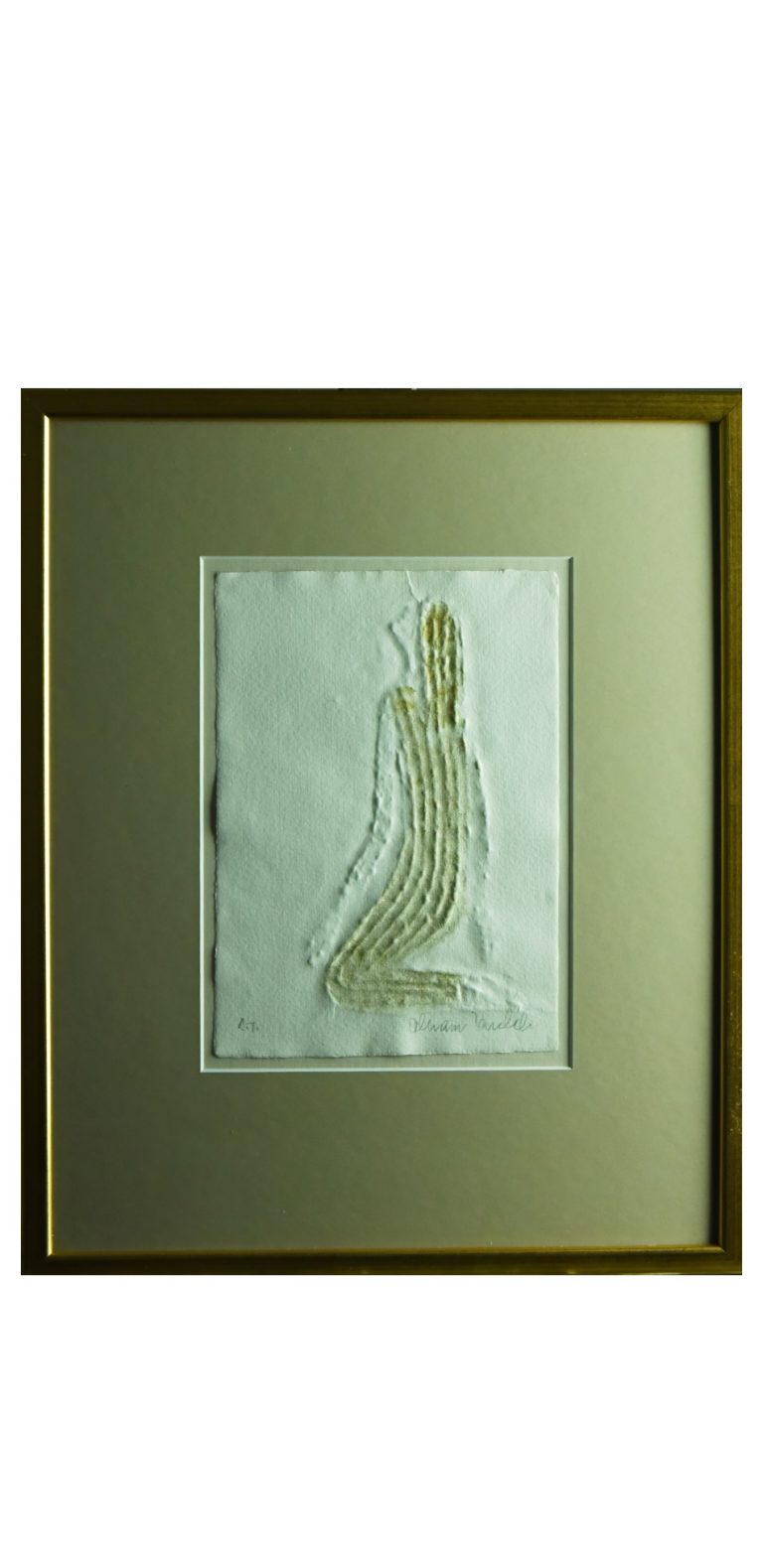 Velikost tohoto tisku je 21 x 15 cm v plné velikosti ručního papíru, rám samotný má rozměr 39 x 32 cm. Olbram Zoubek tento tisk signoval svým podpisem tužkou a opatřil jej značkou A.T.